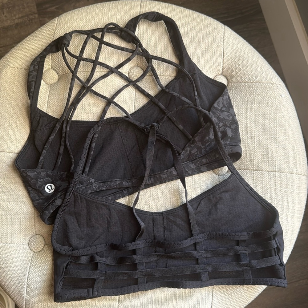 Lululemon strappy sports bra bundle. free to be wild & hot spell bra. Size 6 EUC